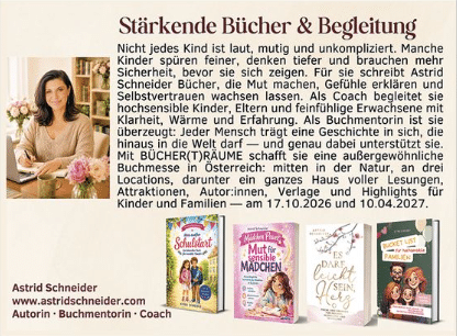 Autorin und Coach Astrid Schneider mit ihren stärkenden Büchern für Kinder und Familien.